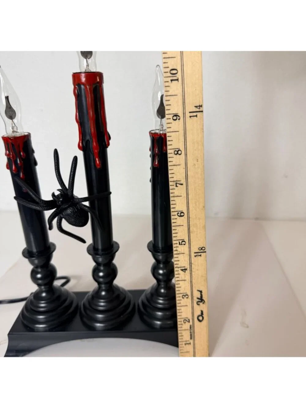 Halloween Bleeding Candle Flickering Candelabra VTG Spider Lamp Electric Plug In